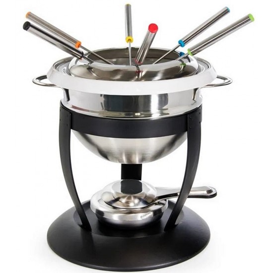 Aparelho Para Fondue 11 Pecas Duplo Aço Inox E Cerâmica